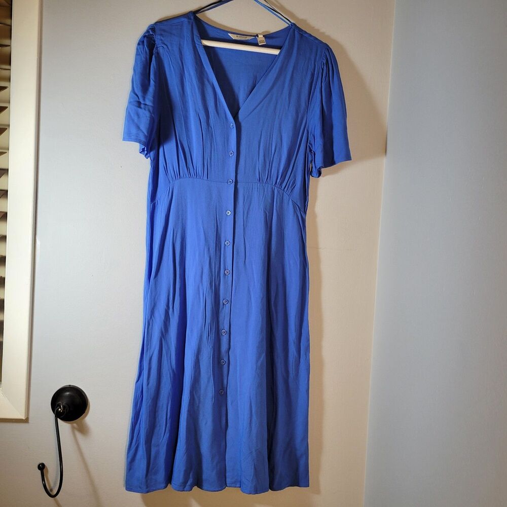 b.youngNWT Women Short Sleeve Button-Up Midi Dress Size S